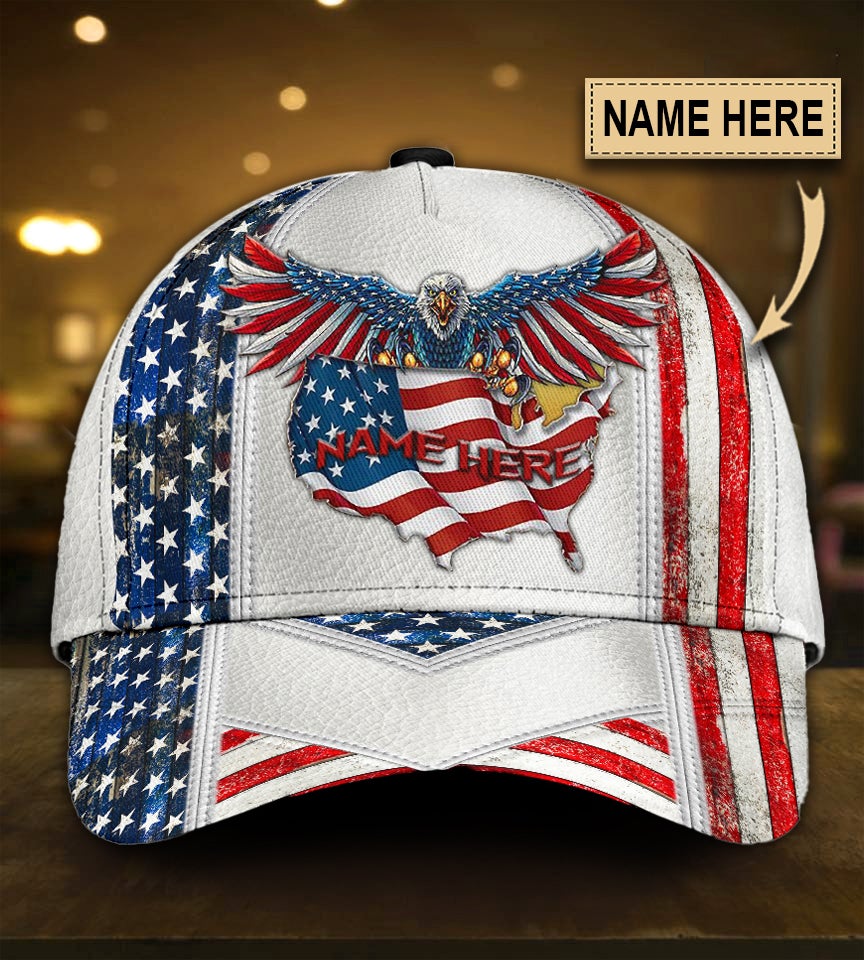 Custom Proud American Eagle Personalized Name – Classic Cap