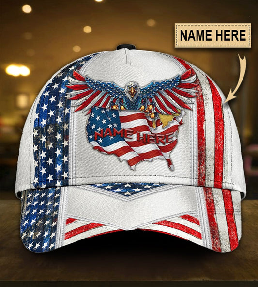 Custom Proud American Eagle Personalized Name – Classic Cap