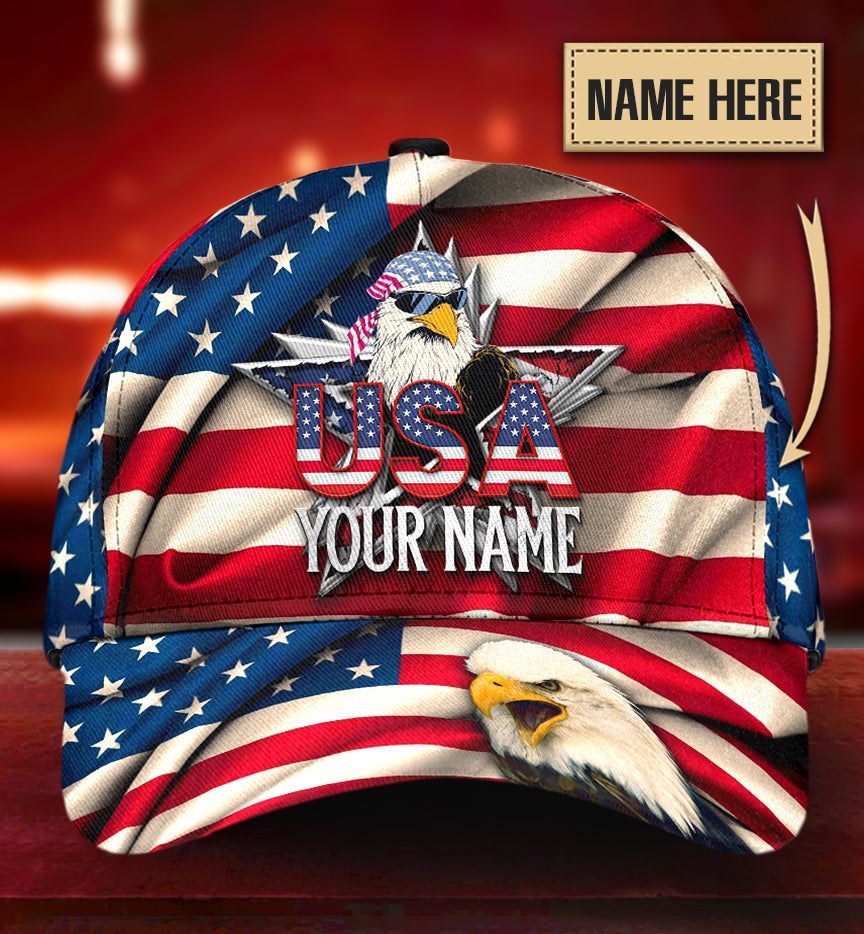 Custom Proud American Eagle Personalized Name – Classic Cap