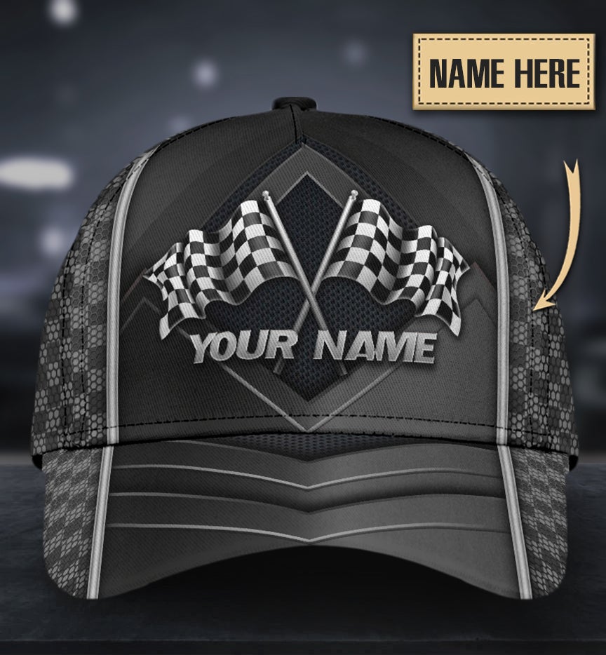 Custom Racing Flag Lover Personalized Name – Classic Cap