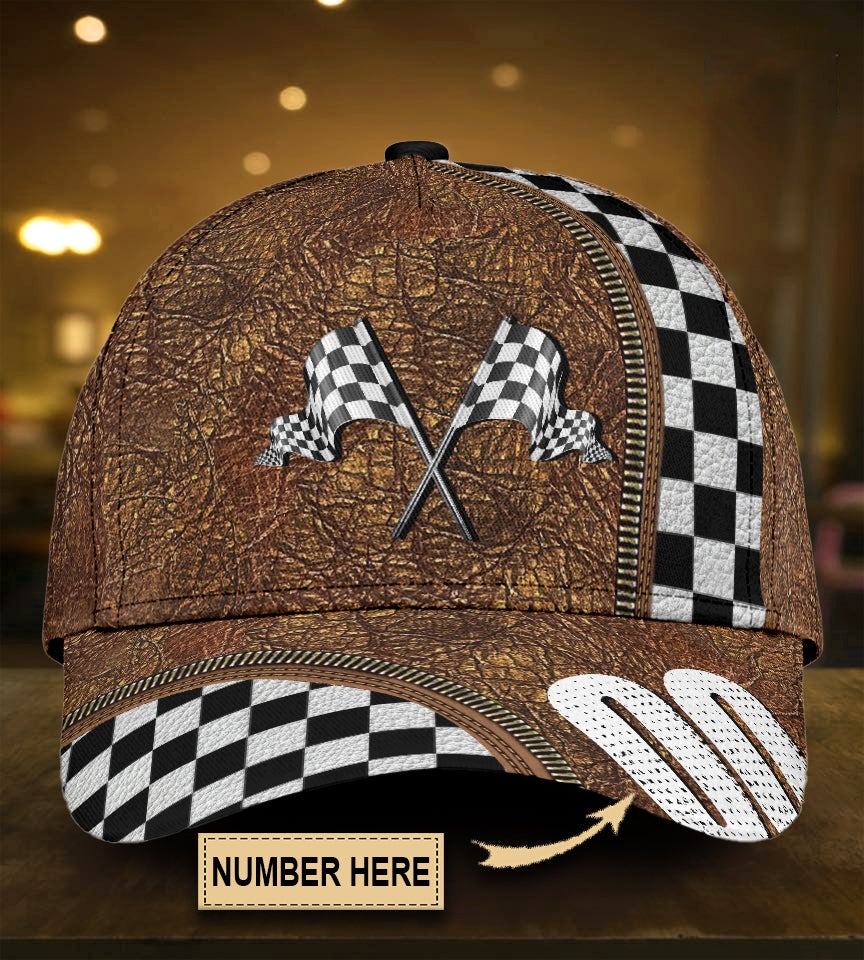 Custom Racing Leather Personalized Number – Classic Cap