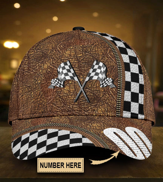 Custom Racing Leather Personalized Number – Classic Cap