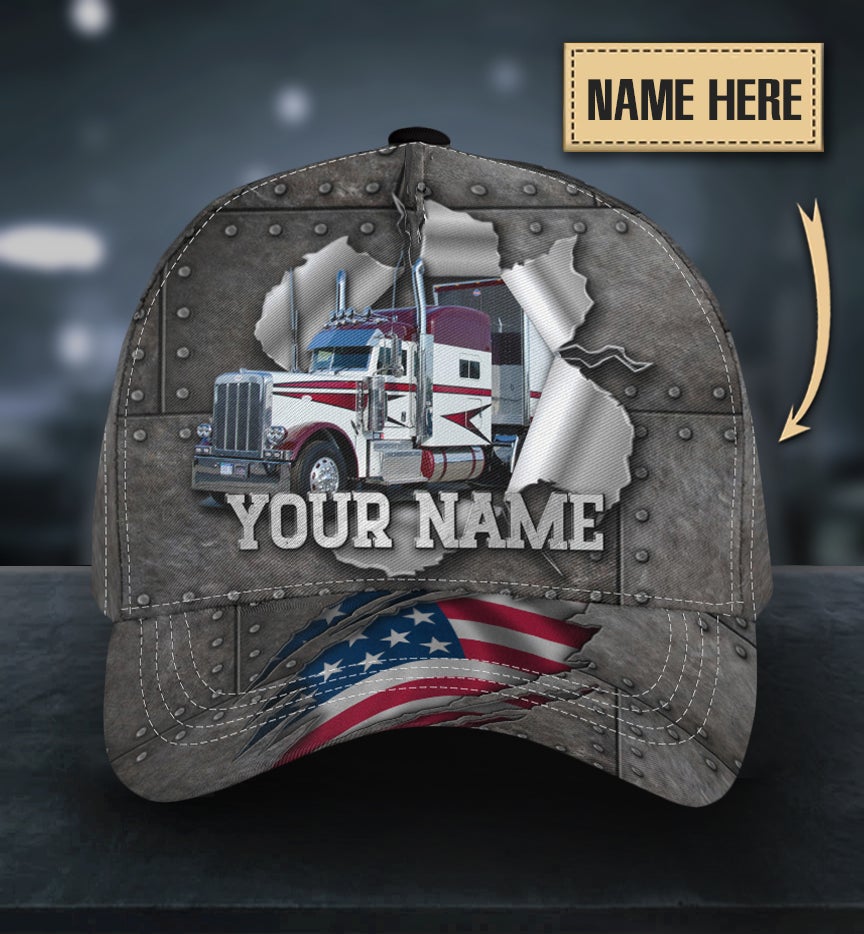 Custom Truck Silver American Personalized Name – Classic Cap