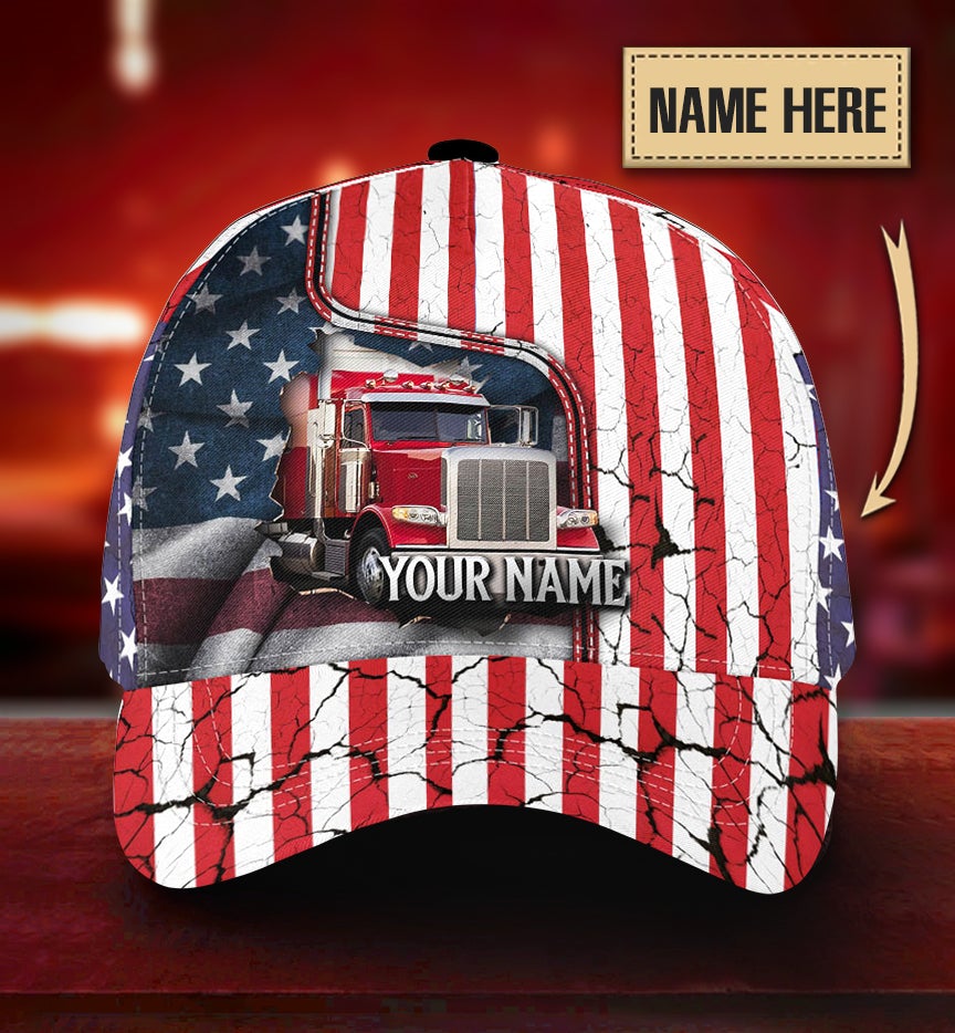 Custom Trucker American Flag Personalized Name – Classic Cap