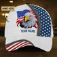 Custom White Proud American Eagle 4th July Name – Classic Cap
