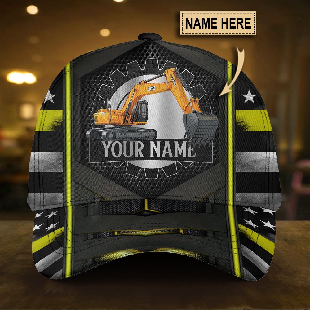 Custom Yellow Flag Excavator Personalized Name – Classic Cap