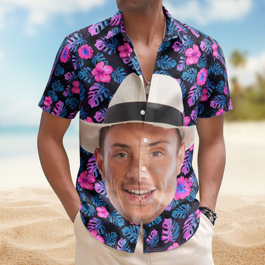 Custom Big Face Funny Photo Tropical Hawaii - Custom Photo Hawaiian Shirt