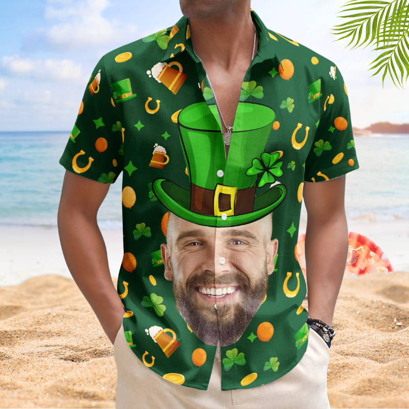 Custom Face Photo Funny Happy St. Patrick’s Day – Custom Photo Hawaiian Shirts