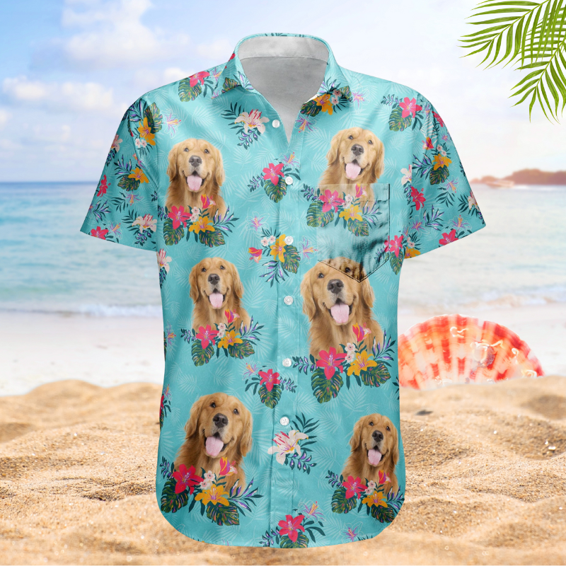 Custom Face Photo Funny Tropical Aloha for Dog & Cat Lovers – Custom Photo Hawaiian Shirts