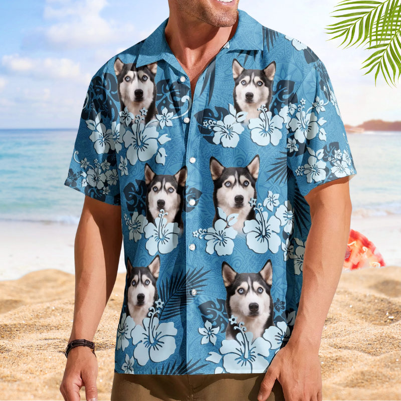 Custom Face Photo Funny Tropical Hibiscus Hawaii Tribal for Men & Women – Custom Photo Hawaiian Shirts