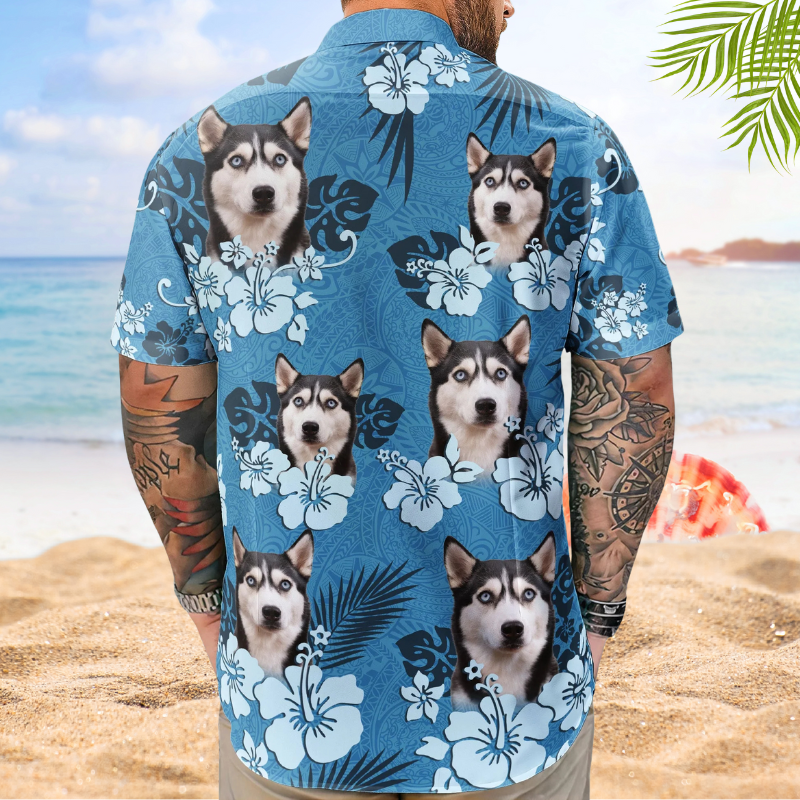 Custom Face Photo Funny Tropical Hibiscus Hawaii Tribal for Men & Women – Custom Photo Hawaiian Shirts