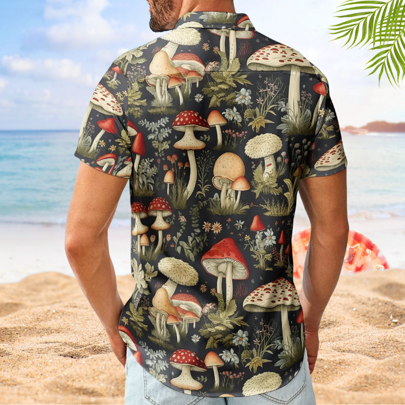 Custom Face Photo Funny with Magic Mushrooms Design – Custom Photo Hawaiian Shirts