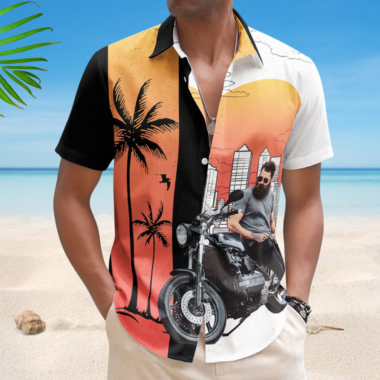 Custom Retro Bikes Photo for Men, Husband Bikers – Custom Photo Hawaiian Shirt