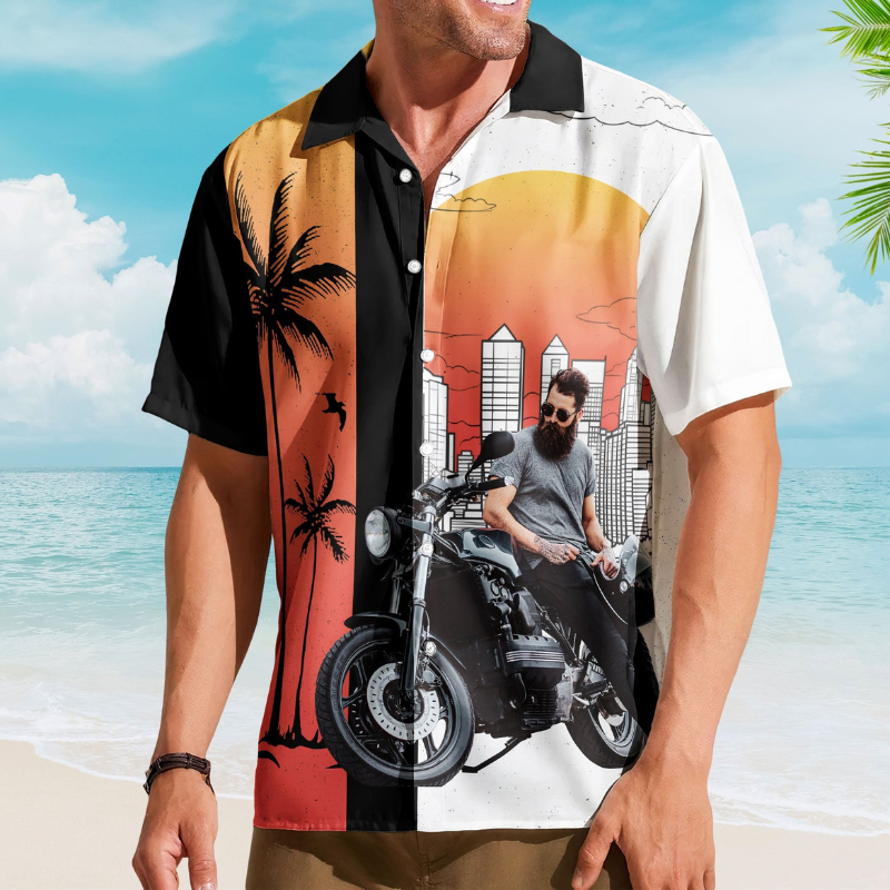Custom Retro Bikes Photo for Men, Husband Bikers – Custom Photo Hawaiian Shirt