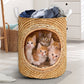 Cat Bamboo Wave Lovely - Laundry Basket - Owls Matrix LTD