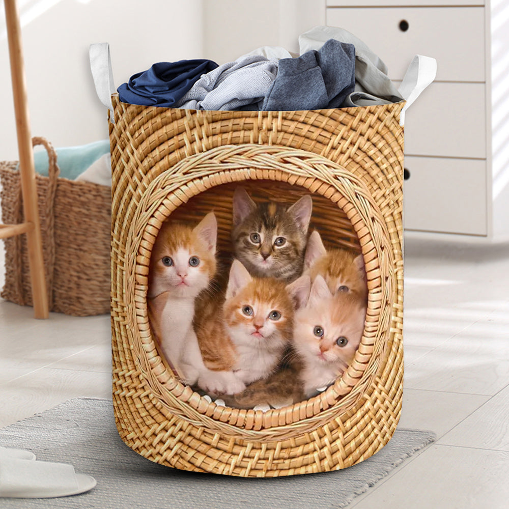 Cat Bamboo Wave Lovely - Laundry Basket - Owls Matrix LTD