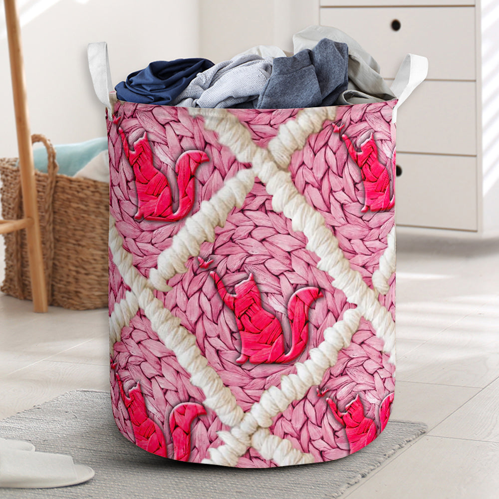 Cat Ceramic Pink Style - Laundry Basket - Owls Matrix LTD