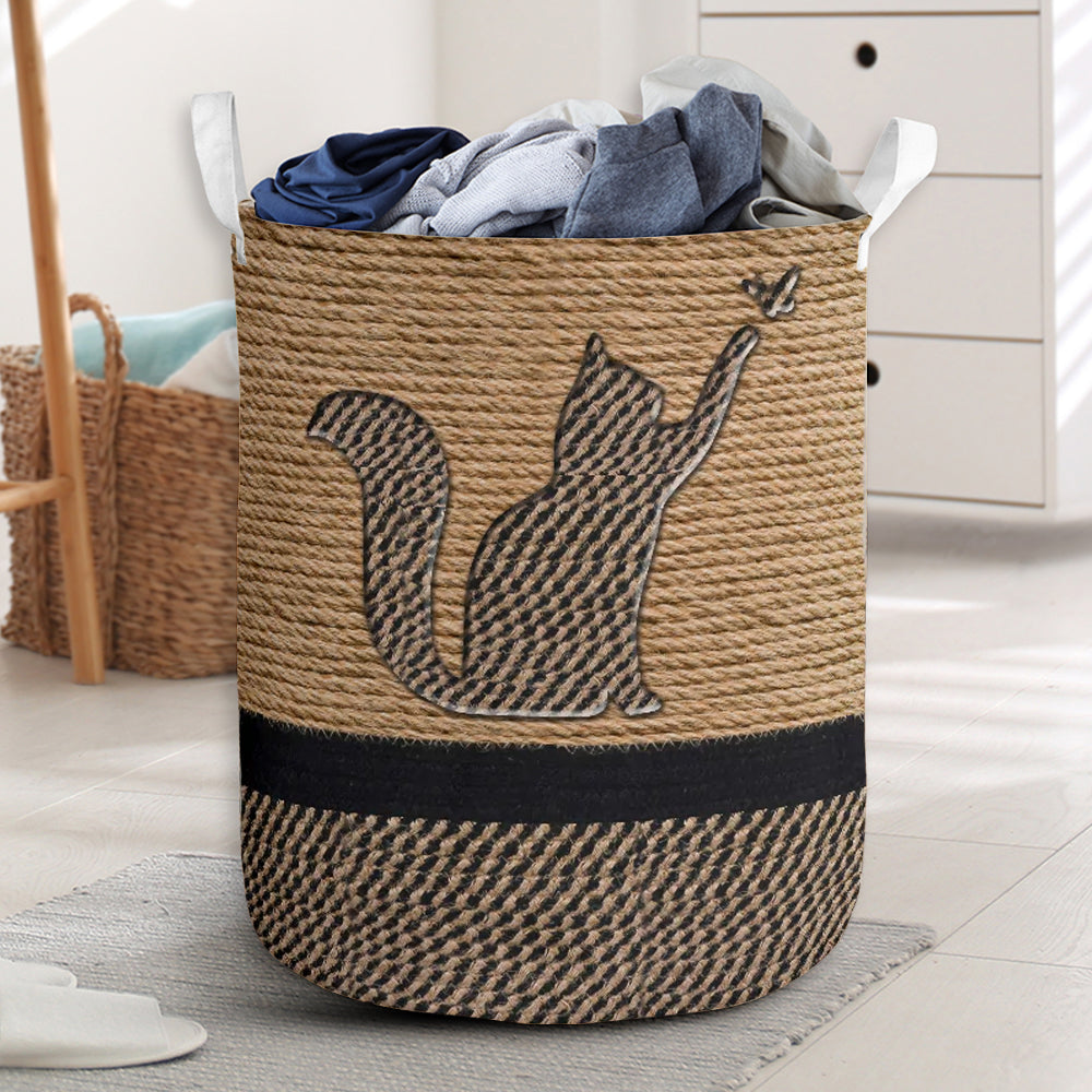 Cat Cute Rope Wallpaper - Laundry Basket - Owls Matrix LTD