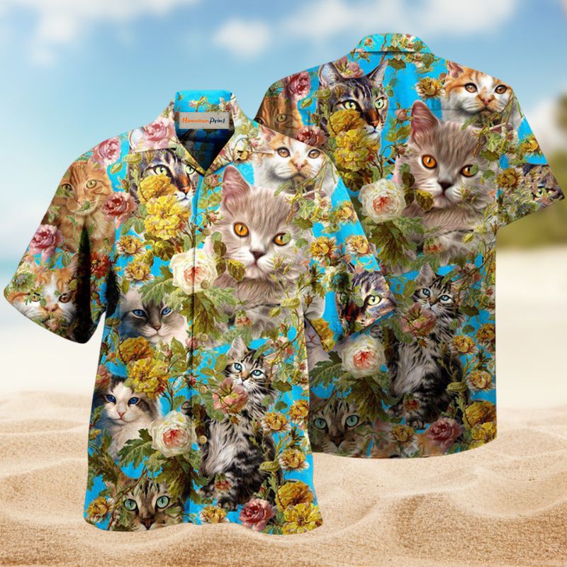 Cute Cats And Flowers Edition – Hawaiian Shirt