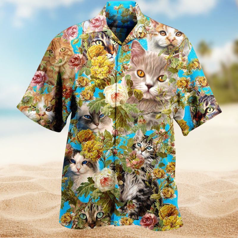 Cute Cats And Flowers Edition – Hawaiian Shirt