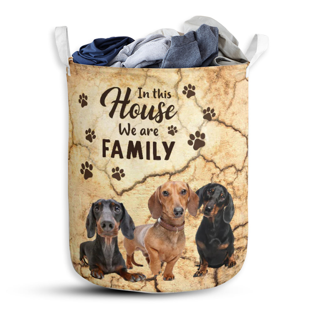 Dachshund Tracked Wall We Are Family - Laundry Basket - Owls Matrix LTD