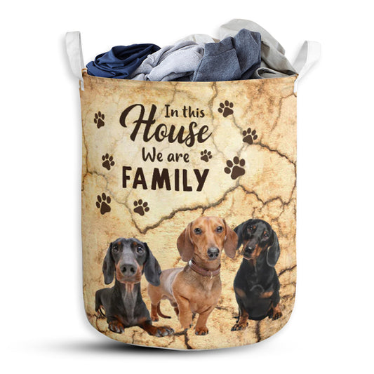 Dachshund Tracked Wall We Are Family - Laundry Basket - Owls Matrix LTD