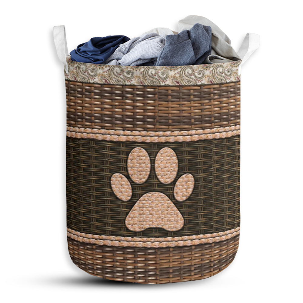 Dog Paw Fabric Border - Laundry Basket - Owls Matrix LTD