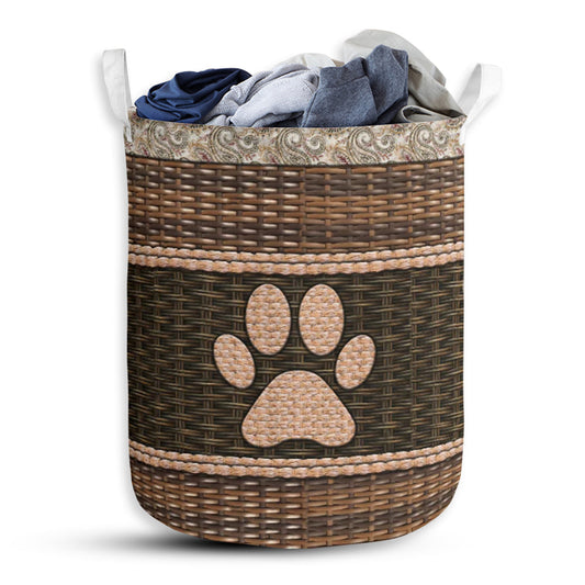 Dog Paw Fabric Border - Laundry Basket - Owls Matrix LTD