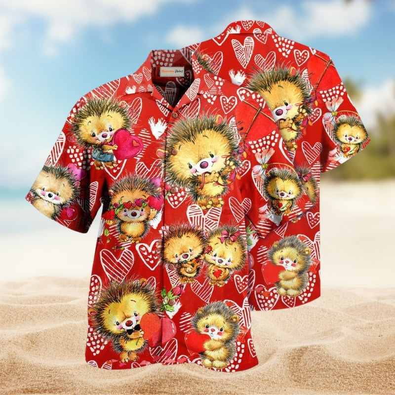 Cute Hedgehog On Valentine’s Day Limited Edition – Hawaiian Shirt