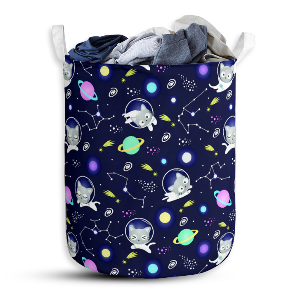 Cat Cute Space Cat - Laundry Basket - Owls Matrix LTD