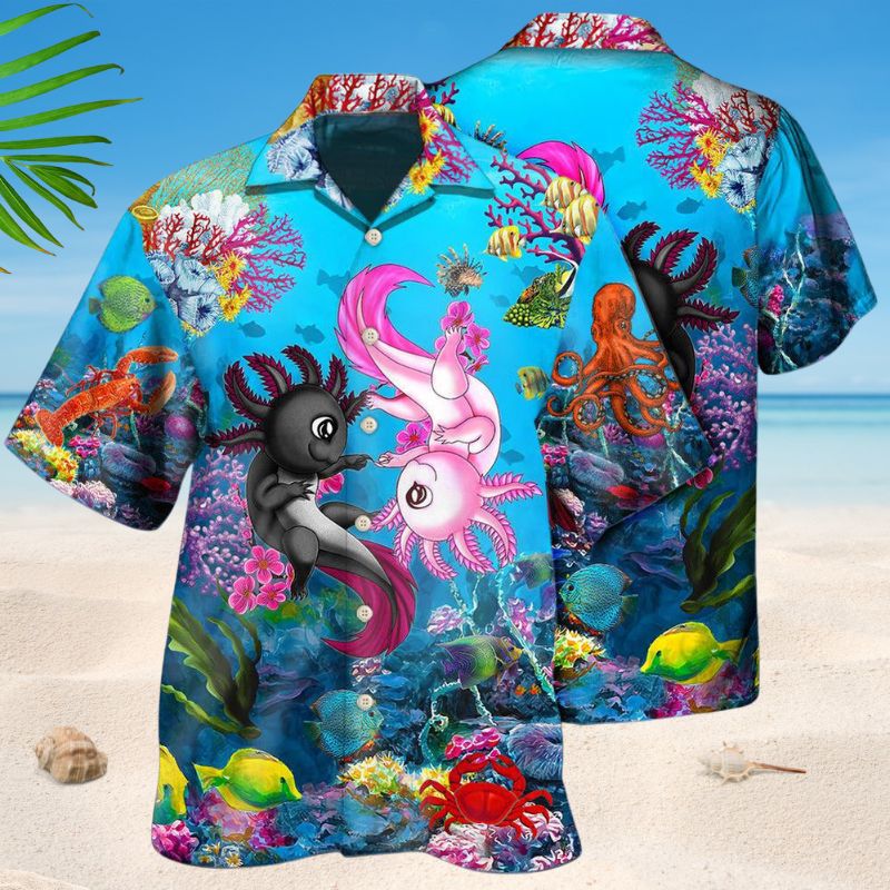 Cute Axolotl Blue Sea Style – Hawaiian Shirt