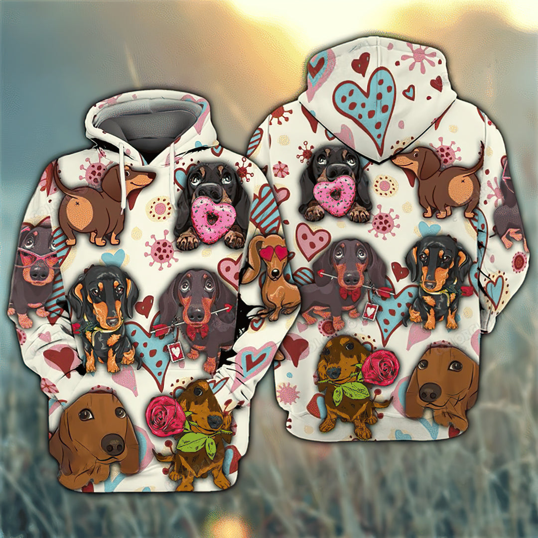 Cute Dachshund Art – 3D Hoodie