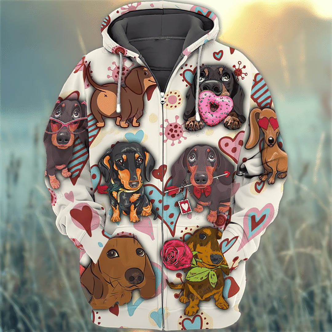 Cute Dachshund Art – 3D Hoodie