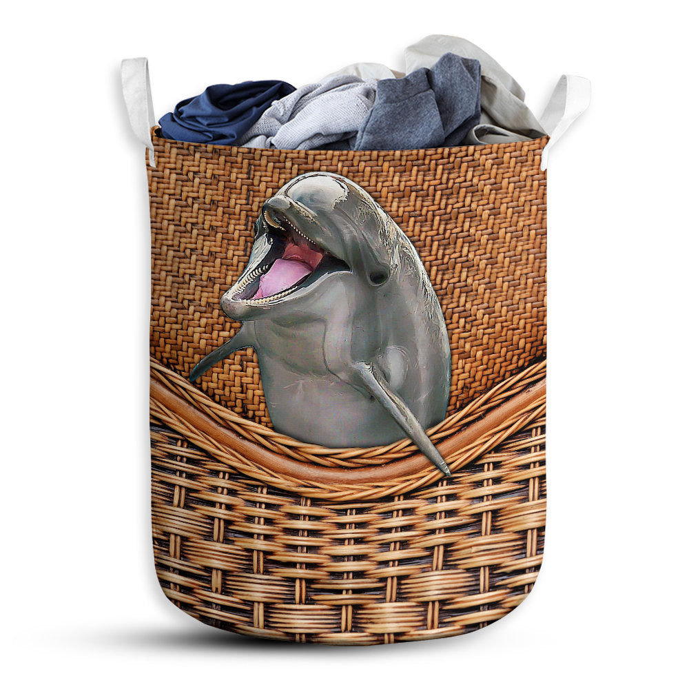 S: 17.72”x13.78” (45x35 cm) Cute Dolphin Basic Style - Laundry Basket - Owls Matrix LTD