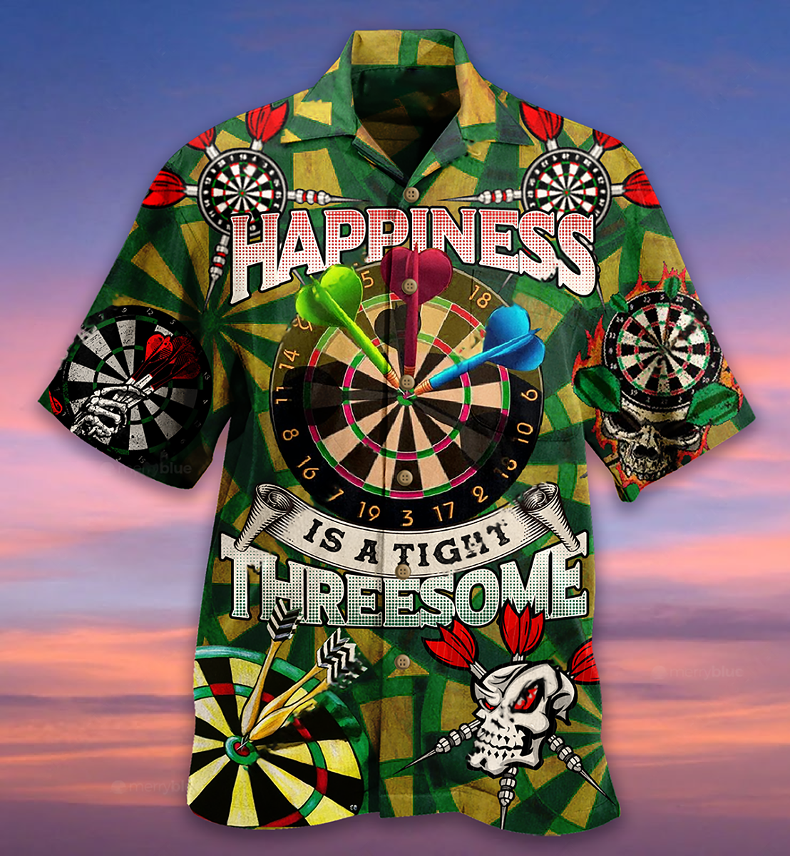 Darts Happiness Vintage Green Style - Hawaiian Shirt
