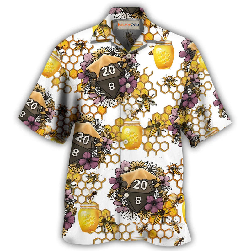 D20 Dice Honey Bee Vibe - Hawaiian Shirt
