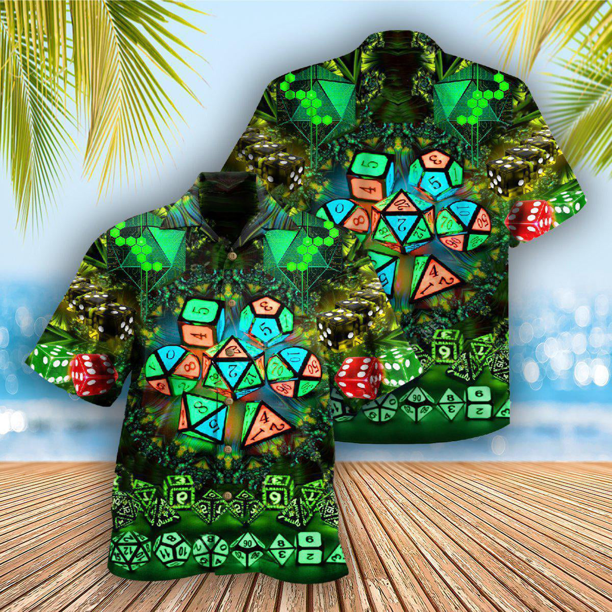 Glowing Kaleidoscope D20 Dice Art - Hawaiian Shirt
