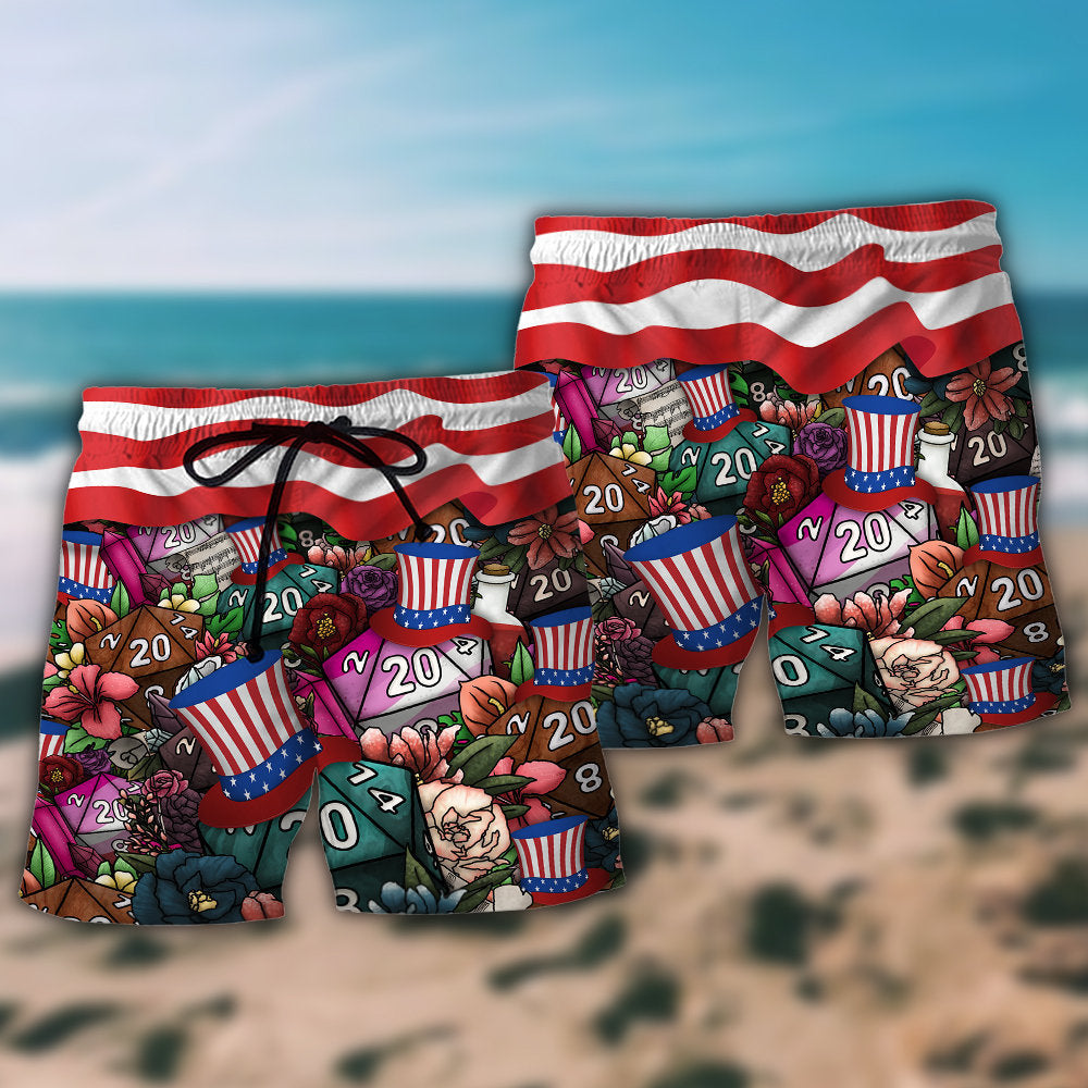 D20 Independence Day Dice Art – Beach Short