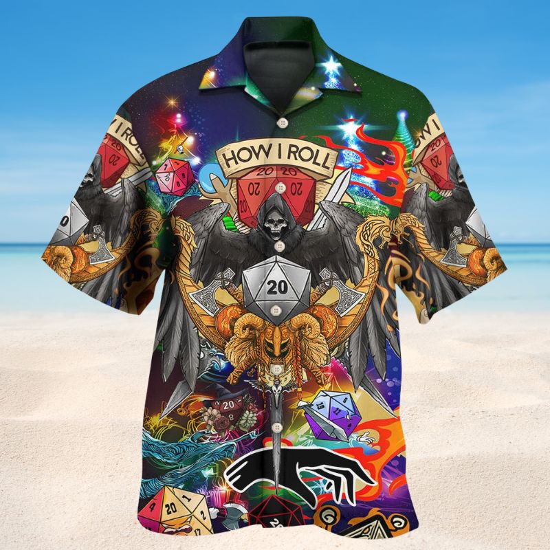 D20 Skull How I Roll Christmas Style – Hawaiian Shirt