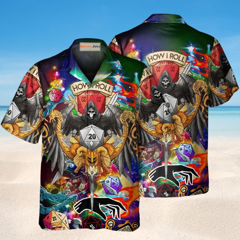 D20 Skull How I Roll Christmas Style – Hawaiian Shirt