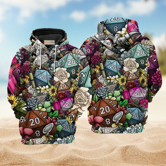D20 Flower Hippie Dice - 3D Hoodie