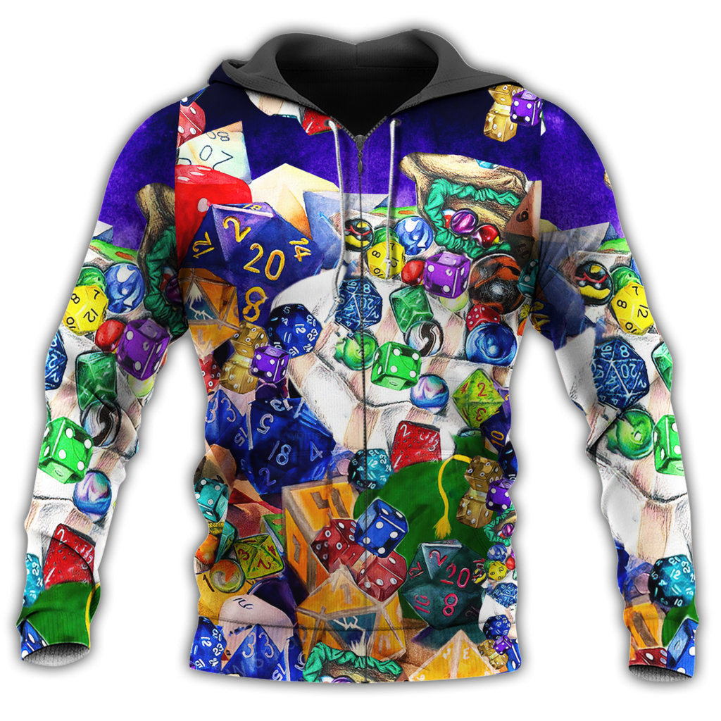 D20 Examine The Dice Fun - 3D Hoodie
