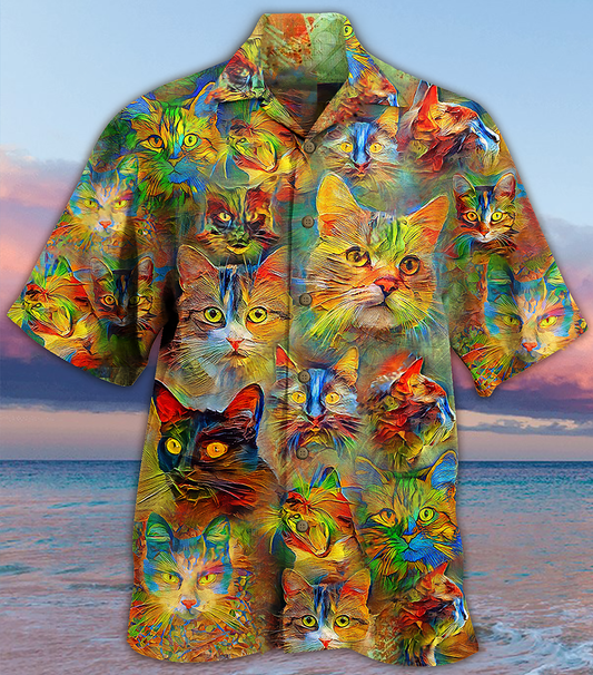 Beautiful Colorful Cat Painting - Hawaiian Shirt
