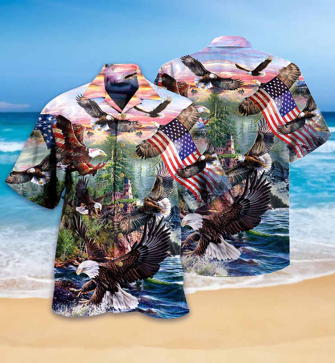 American Eagle Patriotic Spirit Vintage Style - Hawaiian Shirt
