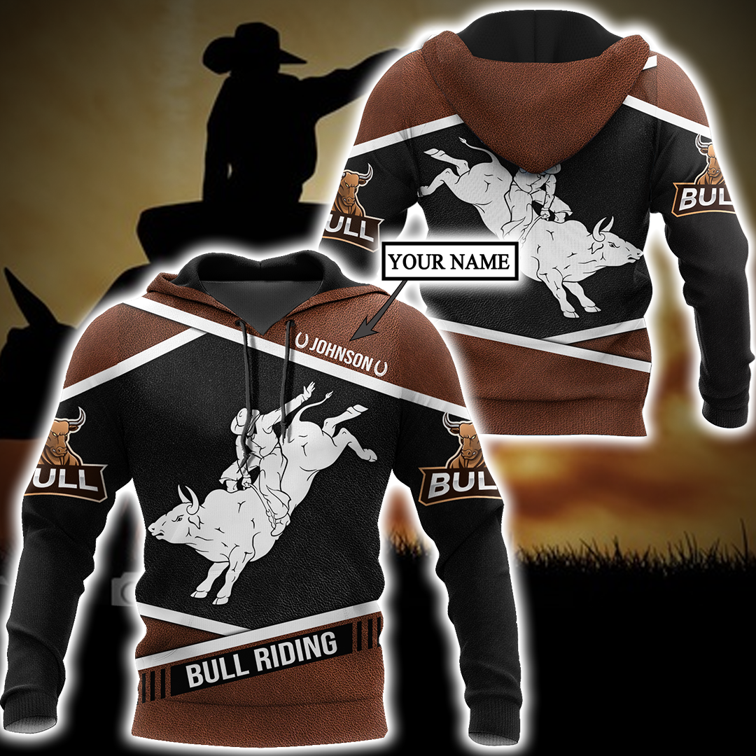 Bull Riding Custom Name Art – 3D Hoodie