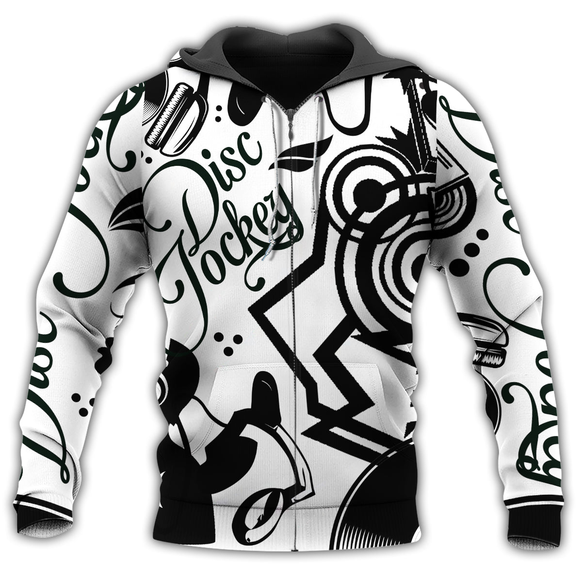 DJ Music Black White Style - 3D Hoodie2