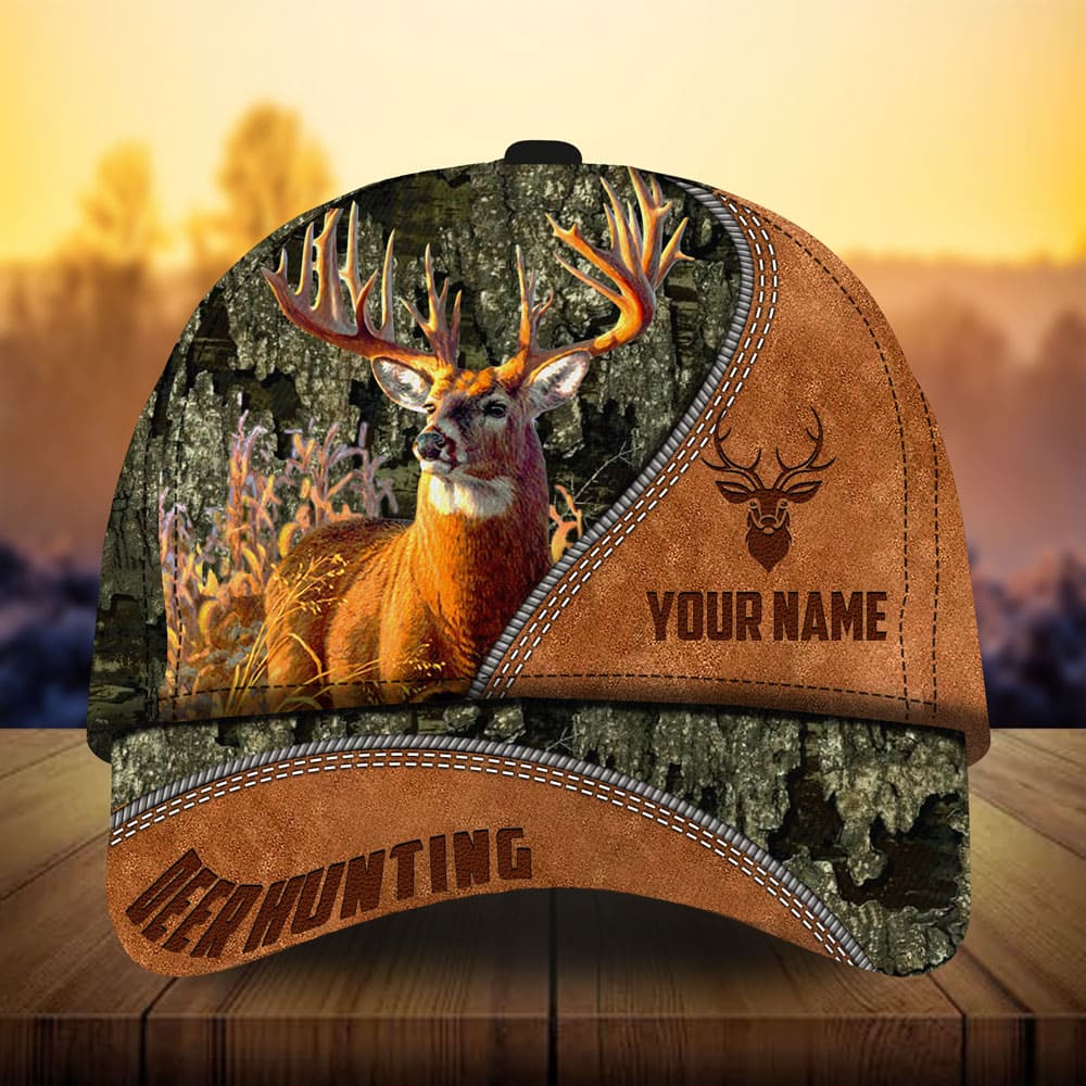 Premium Leather Deer Hunting Personalized – Classic Cap