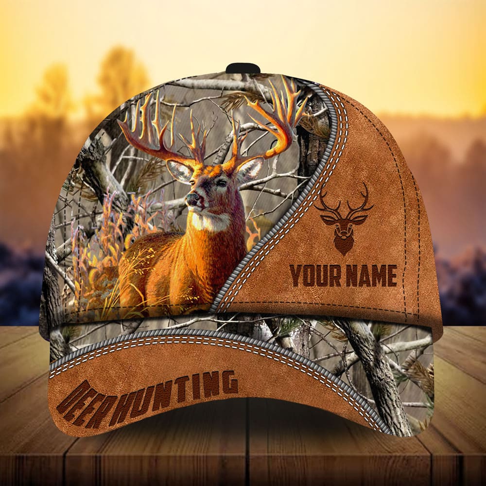 Premium Leather Deer Hunting Personalized – Classic Cap