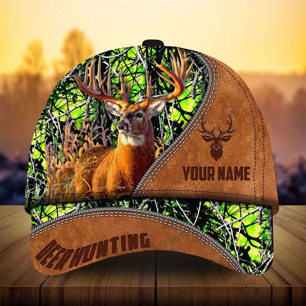 Premium Leather Deer Hunting Personalized – Classic Cap