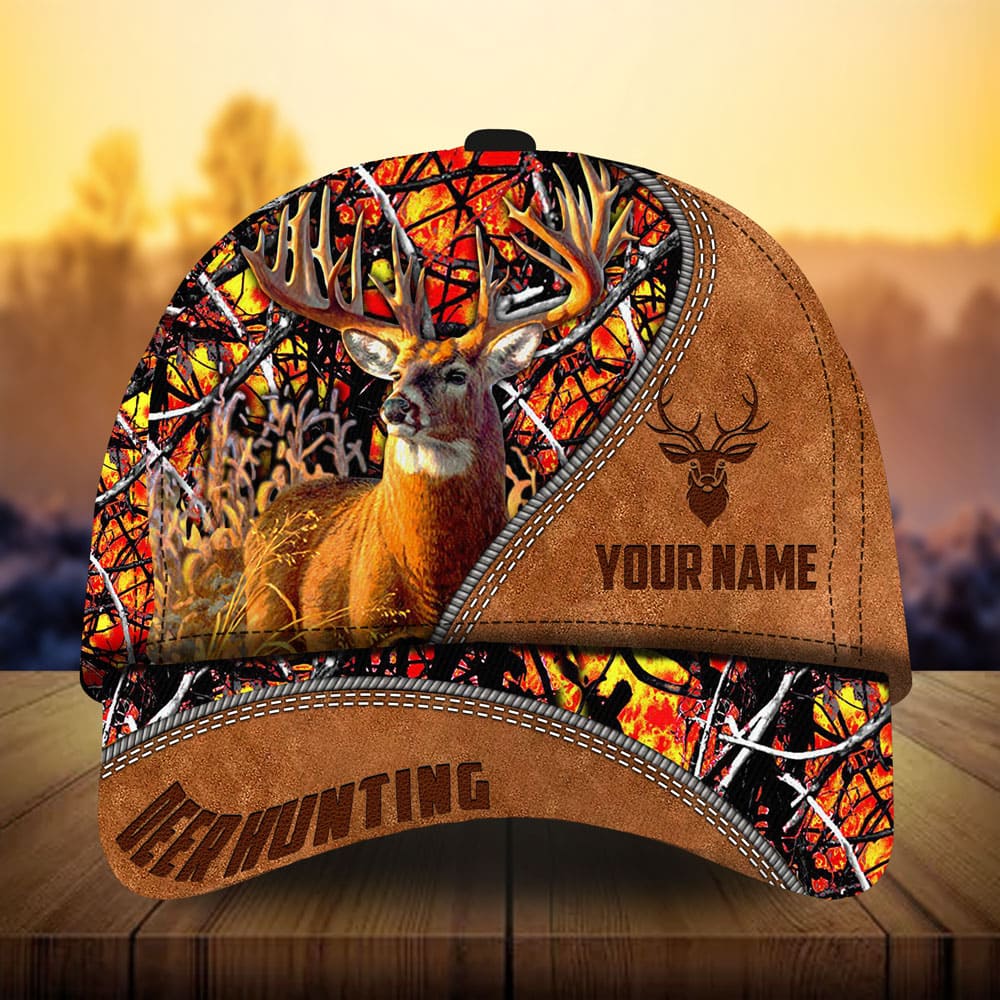 Premium Leather Deer Hunting Personalized – Classic Cap